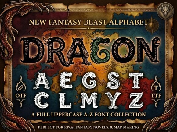 Dragon: A Fantasy Beast Alphabet Font for Epic Projects